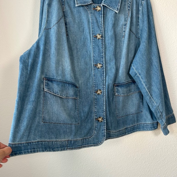 J. Jill plus size 3X lightweight denim jean jacket blue medium wash cotton NEW - Picture 5 of 14